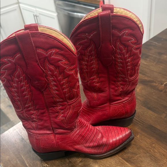 Red Western Real Exotic Leather Cowboy Boots! - Picture 14 of 14
